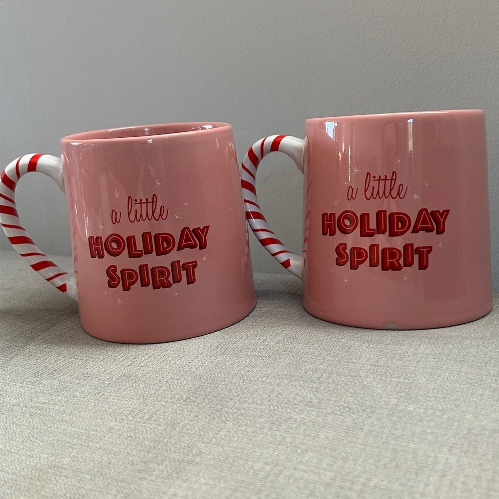 NWOT Holiday Spirit Holiday Mugs - pink, red, white
